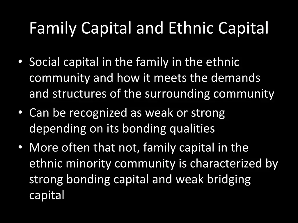 family capital and ethnic capital