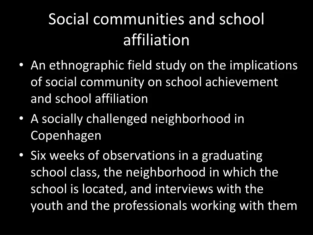 social communities and school affiliation