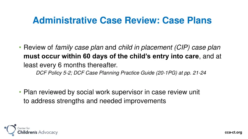 administrative case review case plans