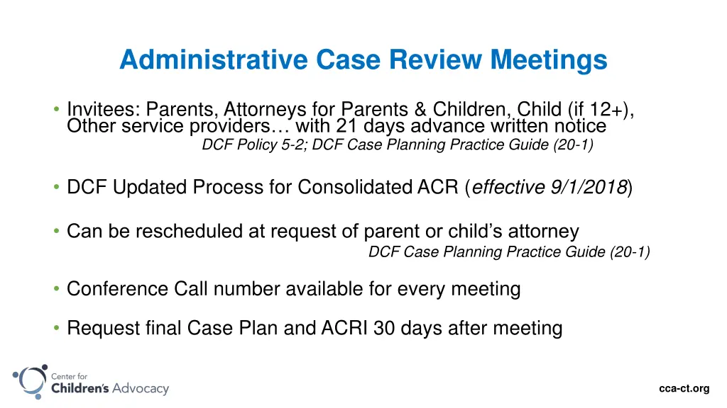 administrative case review meetings