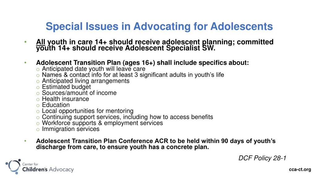 special issues in advocating for adolescents