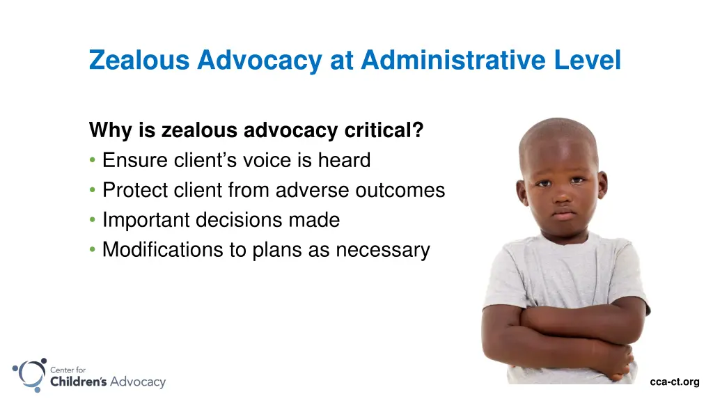 zealous advocacy at administrative level