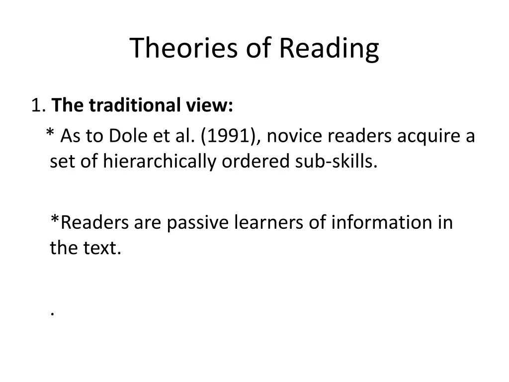 theories of reading