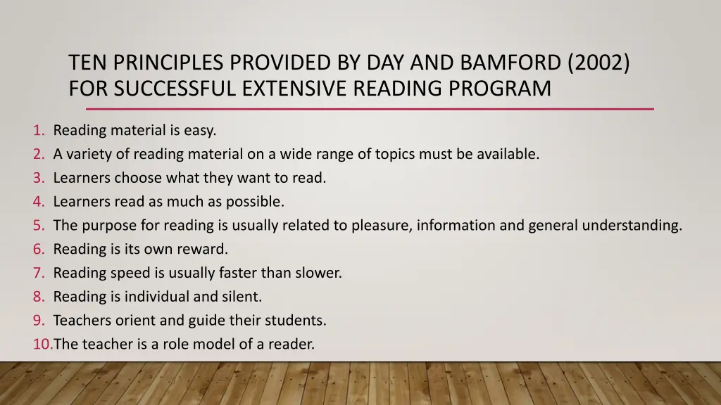 ten principles provided by day and bamford 2002