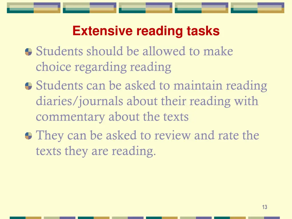 extensive reading tasks students should