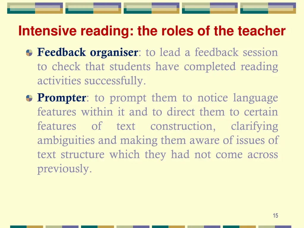 intensive reading the roles of the teacher 1