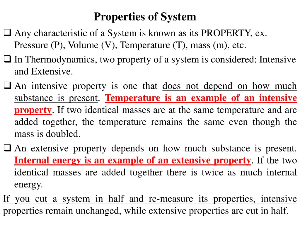 properties of system