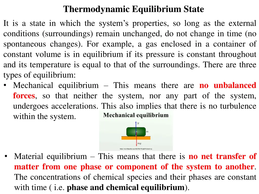 thermodynamic equilibrium state