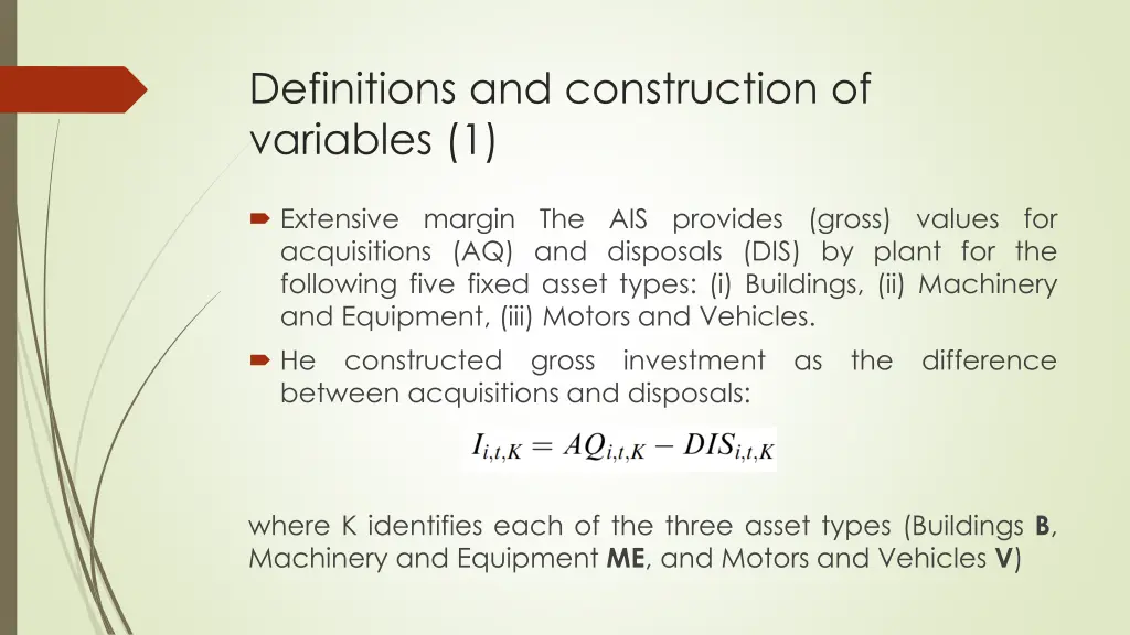 definitions and construction of variables 1