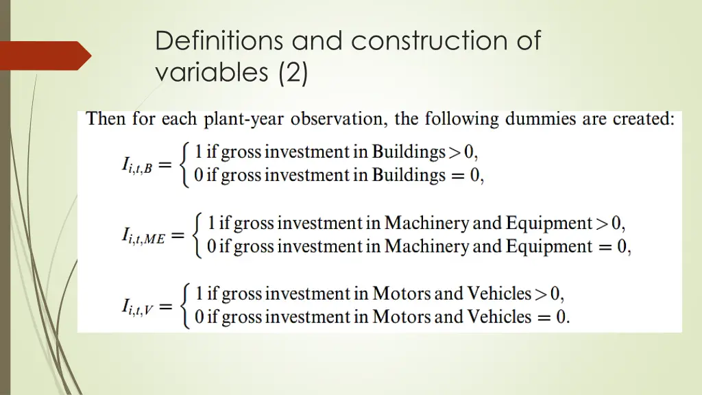 definitions and construction of variables 2