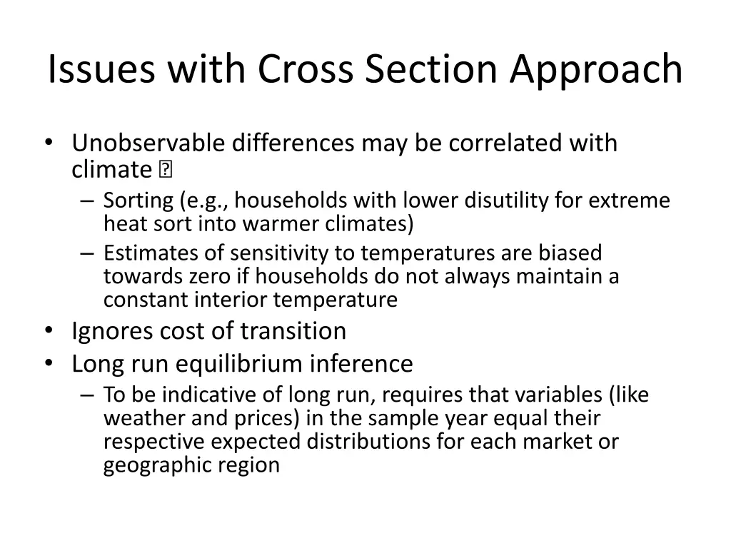 issues with cross section approach