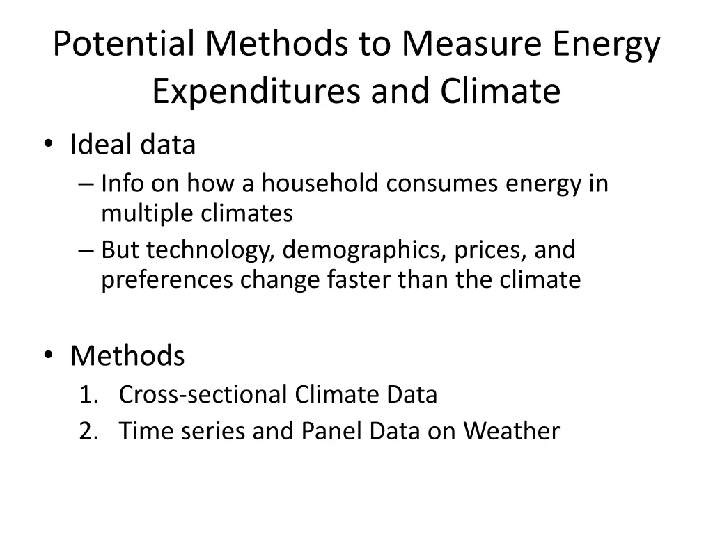 potential methods to measure energy expenditures