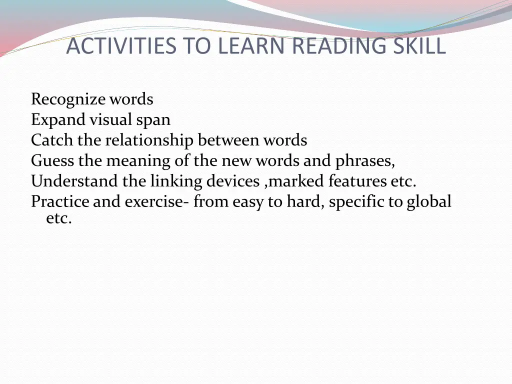 activities to learn reading skill