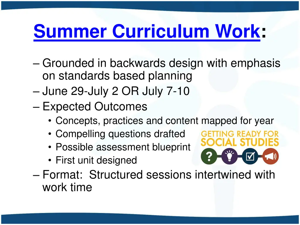 summer curriculum work