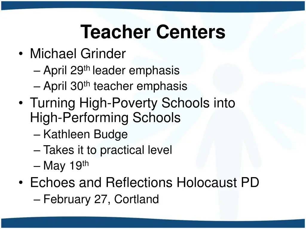 teacher centers michael grinder april