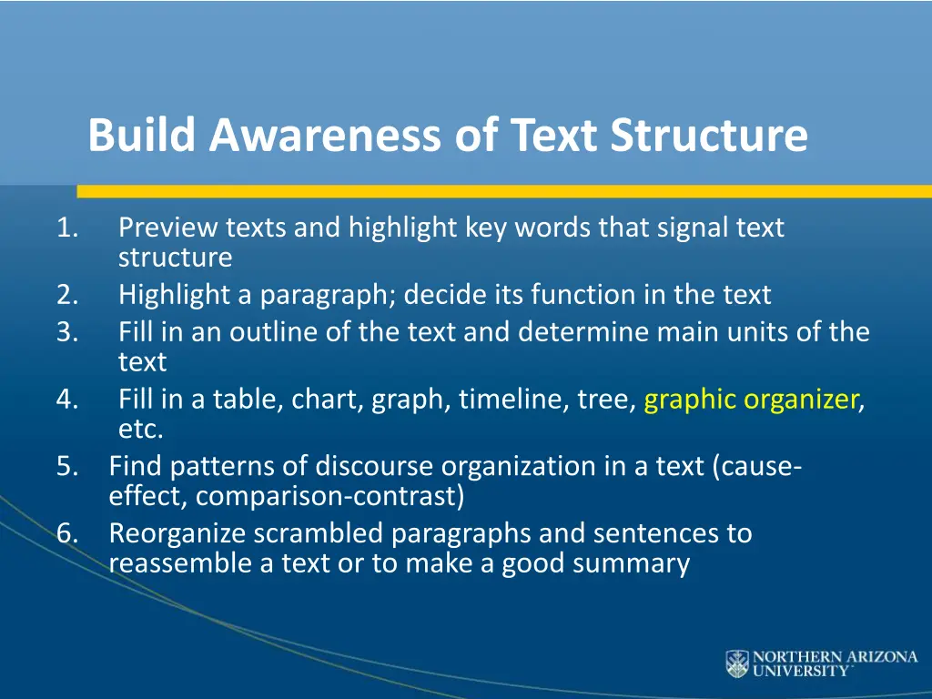 build awareness of text structure