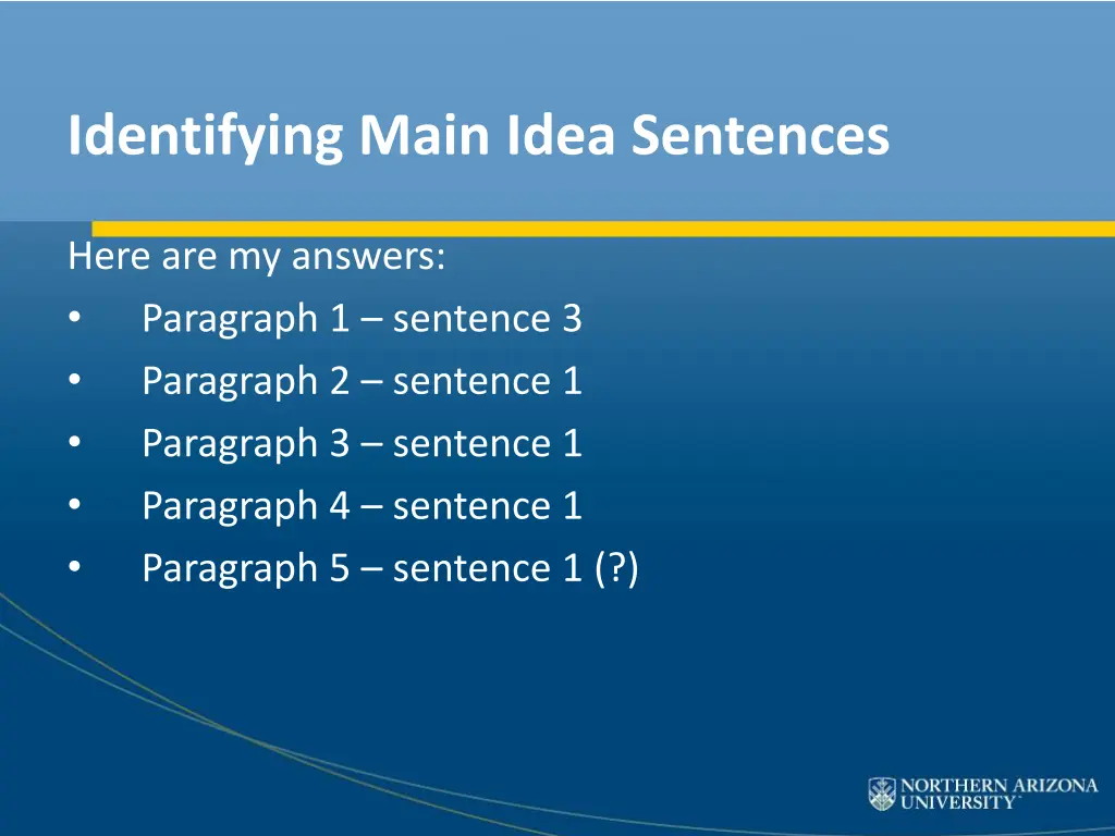 identifying main idea sentences