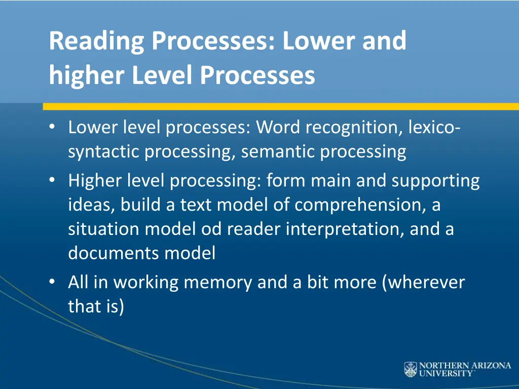 reading processes lower and higher level processes