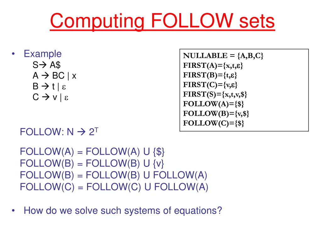 computing follow sets