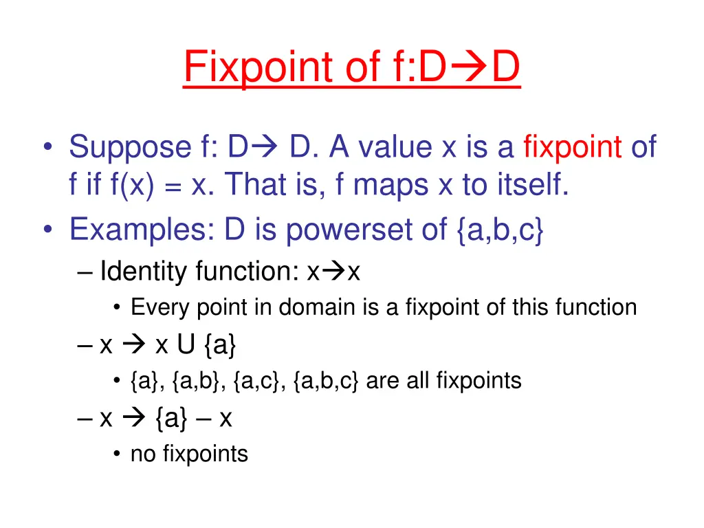 fixpoint of f d d