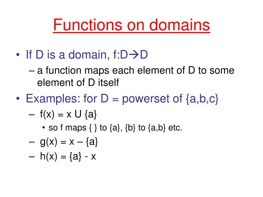 functions on domains