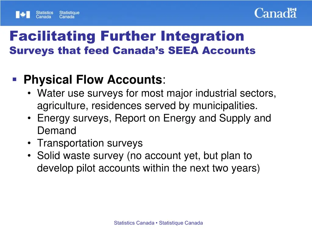 facilitating further integration surveys that