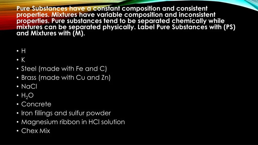 pure substances have a constant composition