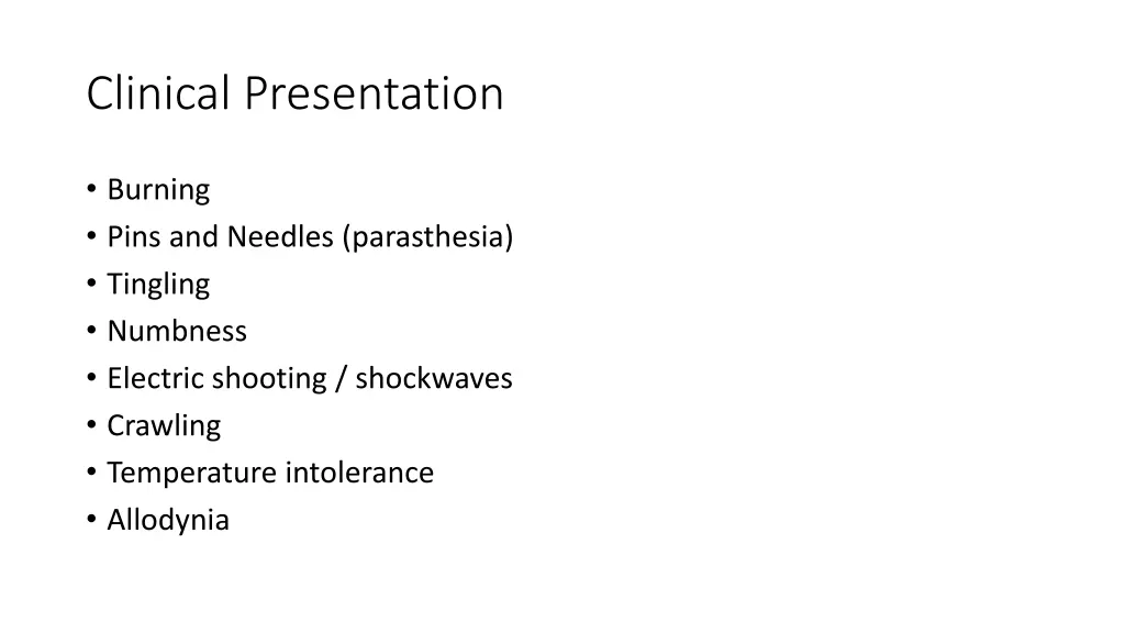 clinical presentation