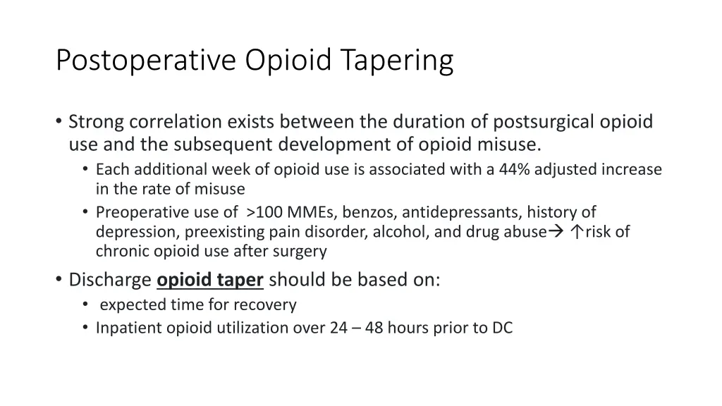 postoperative opioid tapering