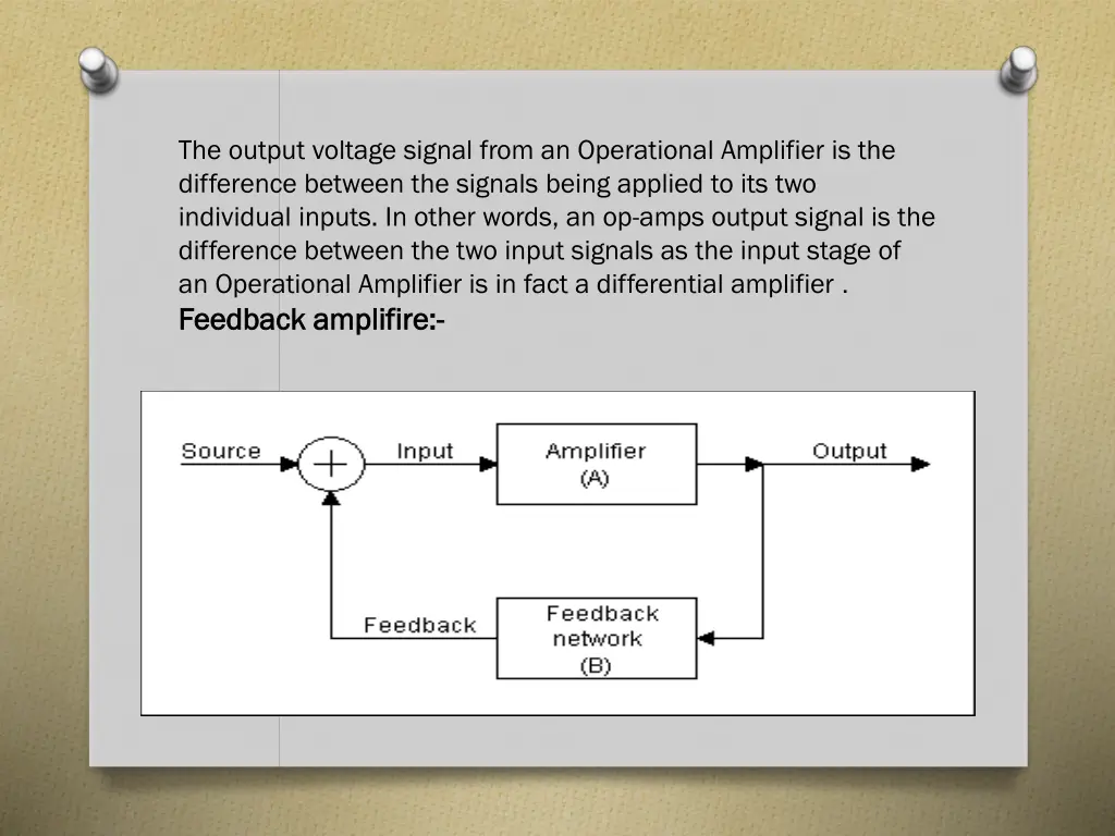 the output voltage signal from an operational