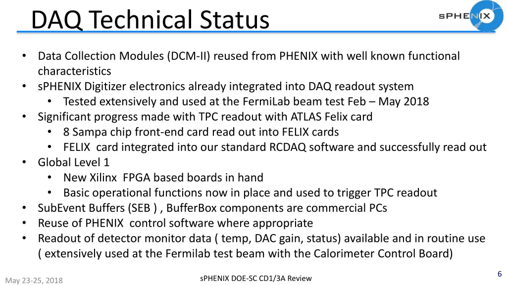 daq technical status