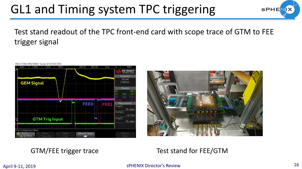 gl1 and timing system tpc triggering