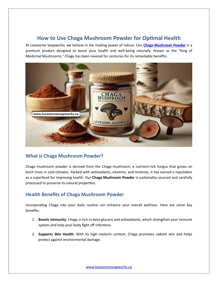 how to use chaga mushroom powder for optimal