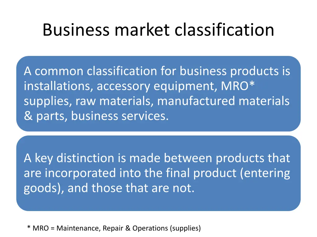 business market classification