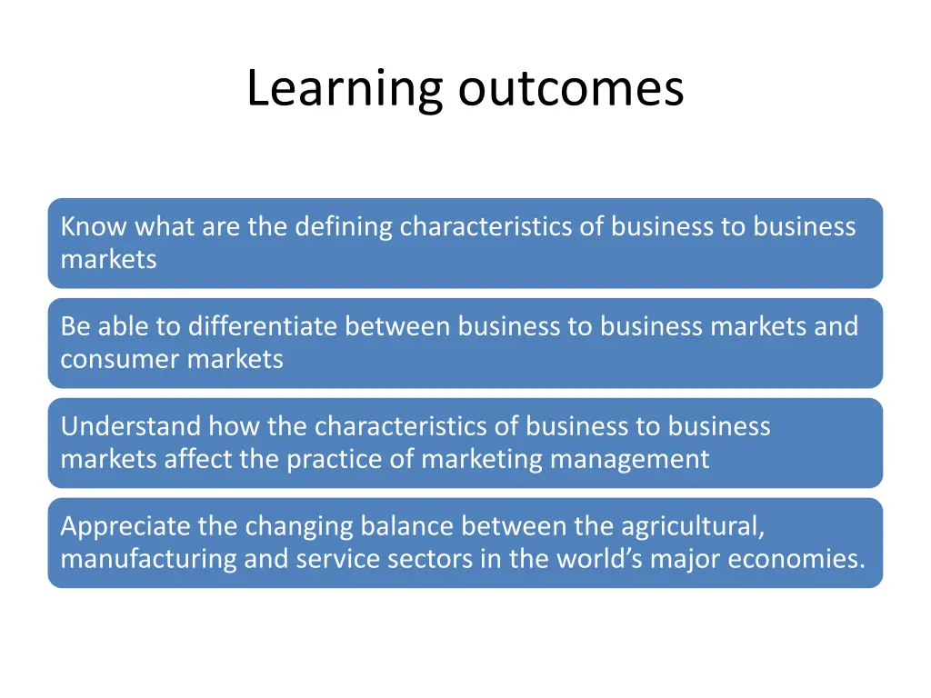 learning outcomes