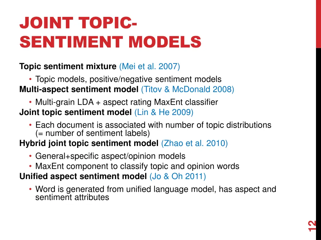 joint topic sentiment models