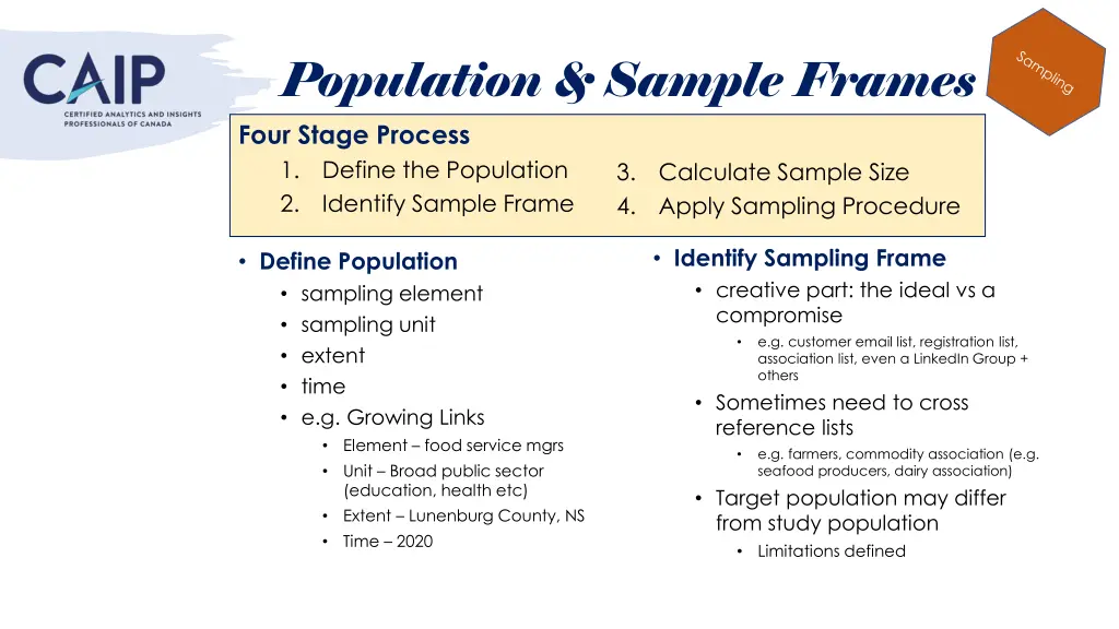 population sample frames four stage process