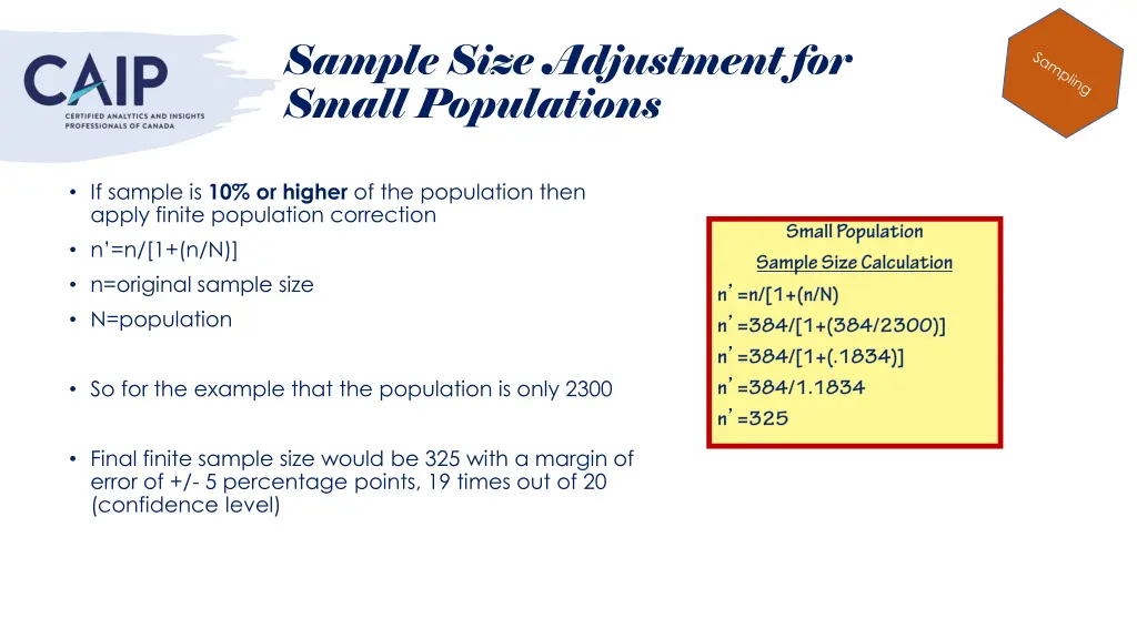 sample size adjustment for small populations