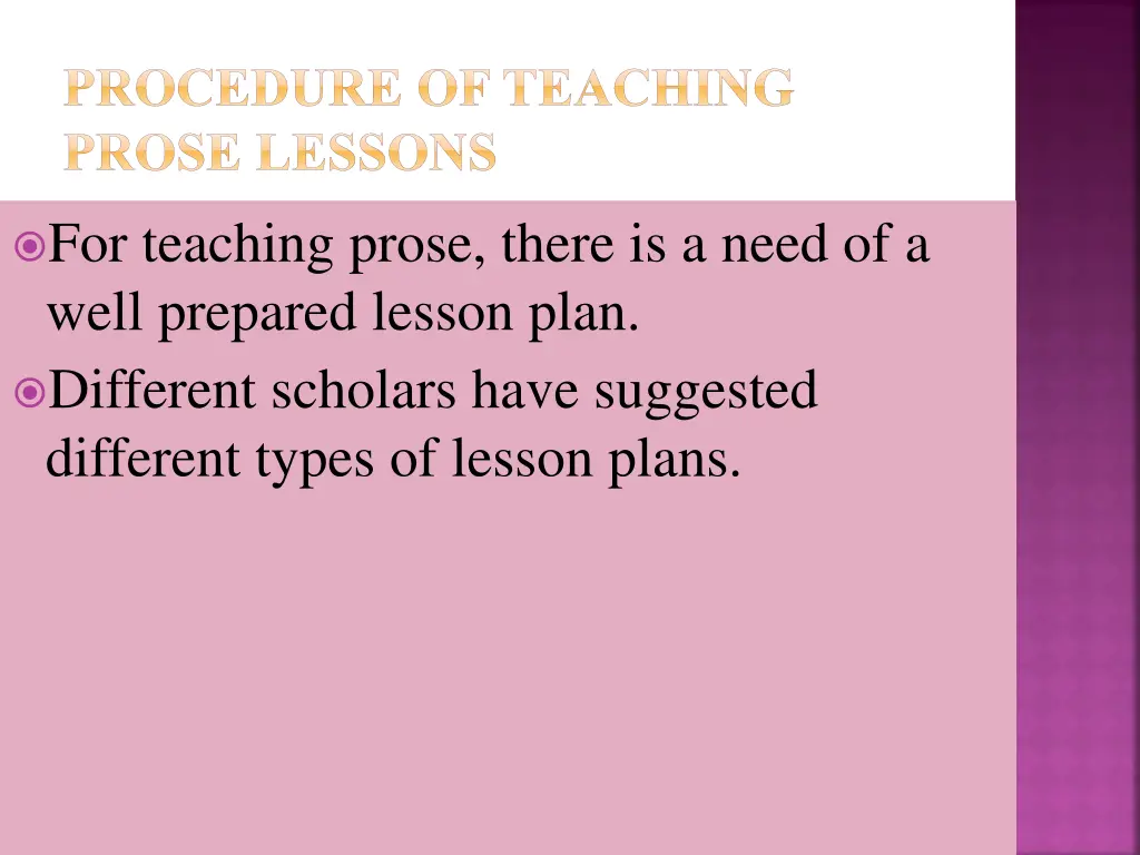 procedure of teaching prose lessons