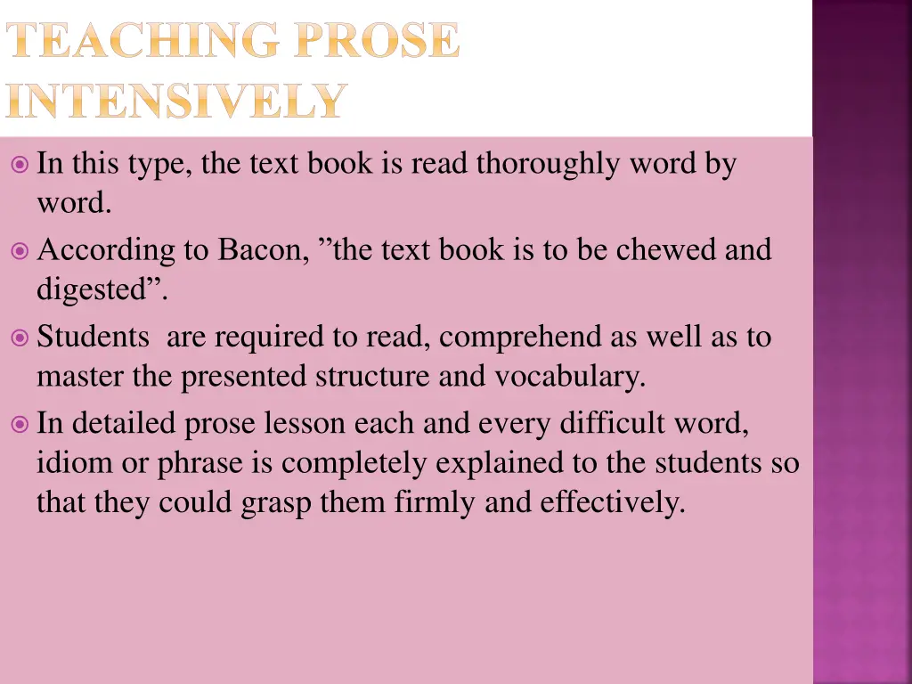 teaching prose intensively