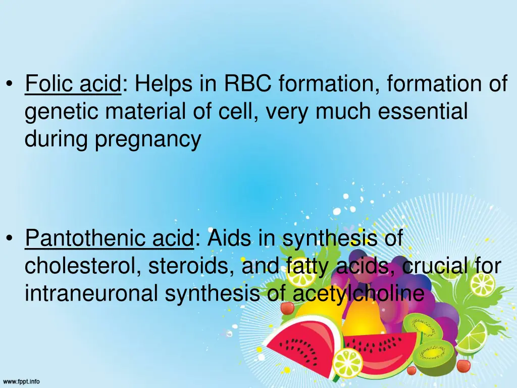 folic acid helps in rbc formation formation