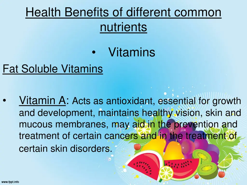 health benefits of different common nutrients