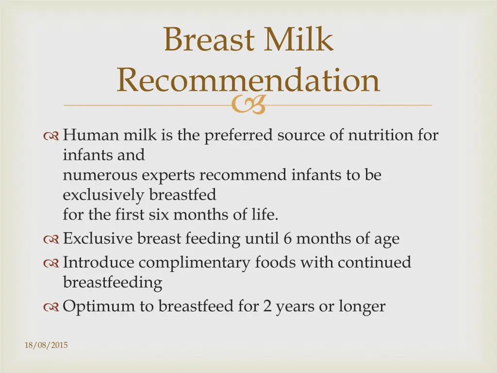 breast milk recommendation