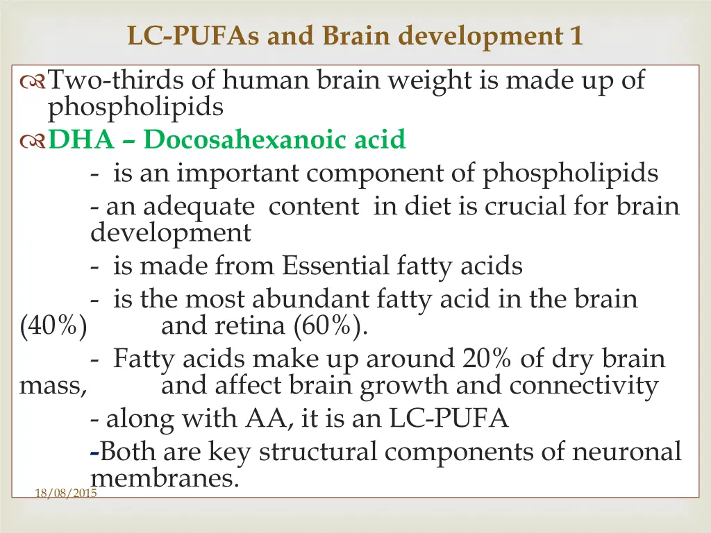 lc pufas and brain development 1 two thirds