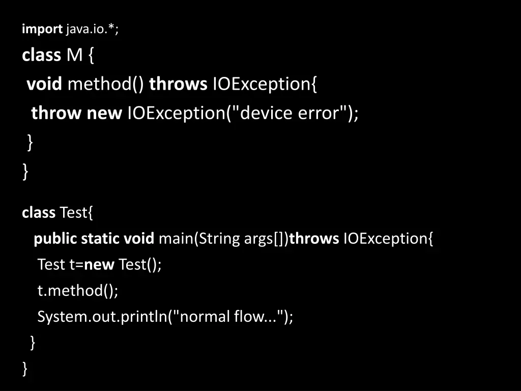 import java io class m void method throws