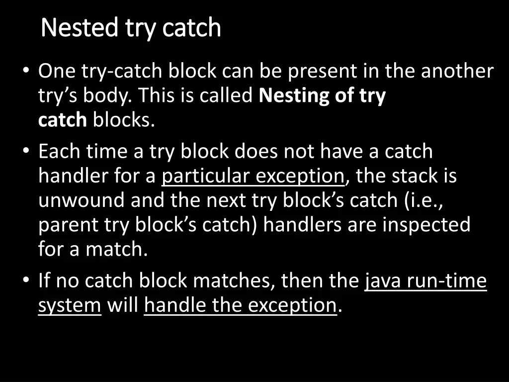 nested try catch nested try catch