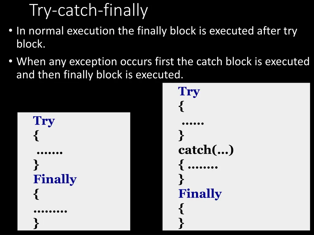 try catch finally in normal execution the finally