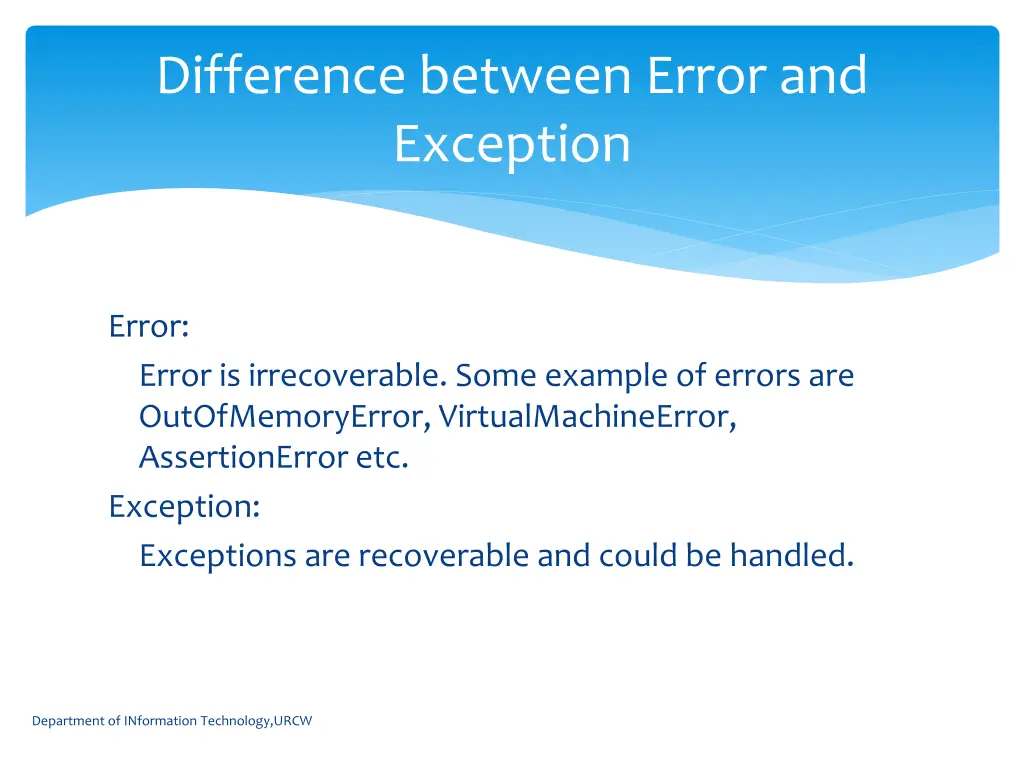 difference between error and exception