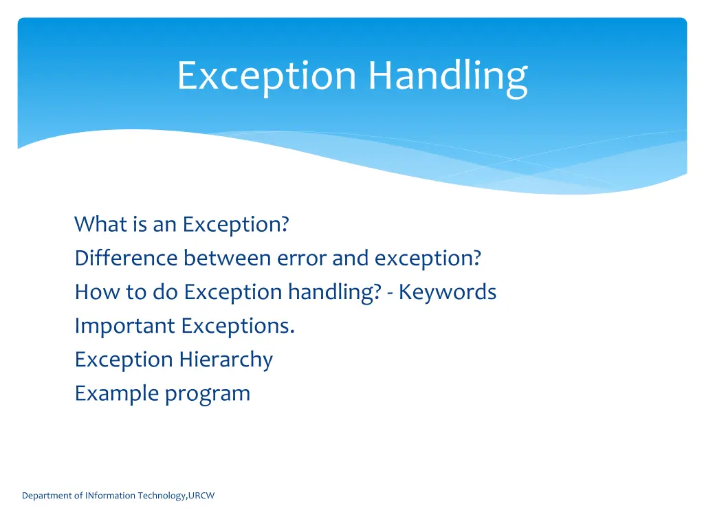 exception handling