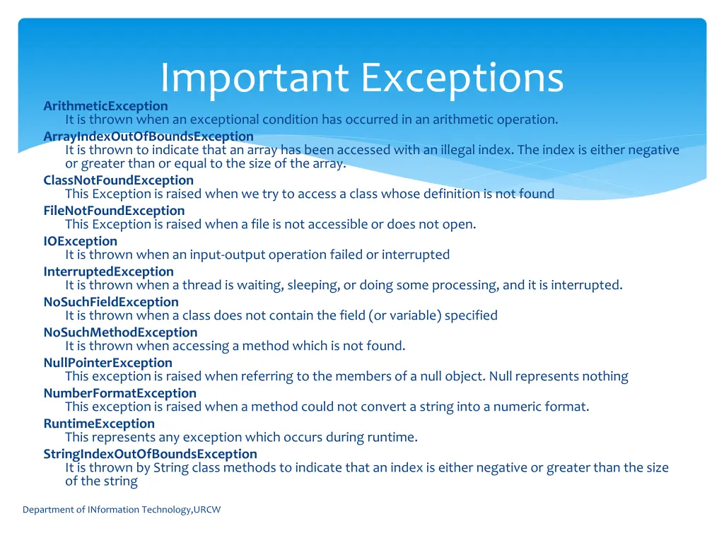 important exceptions